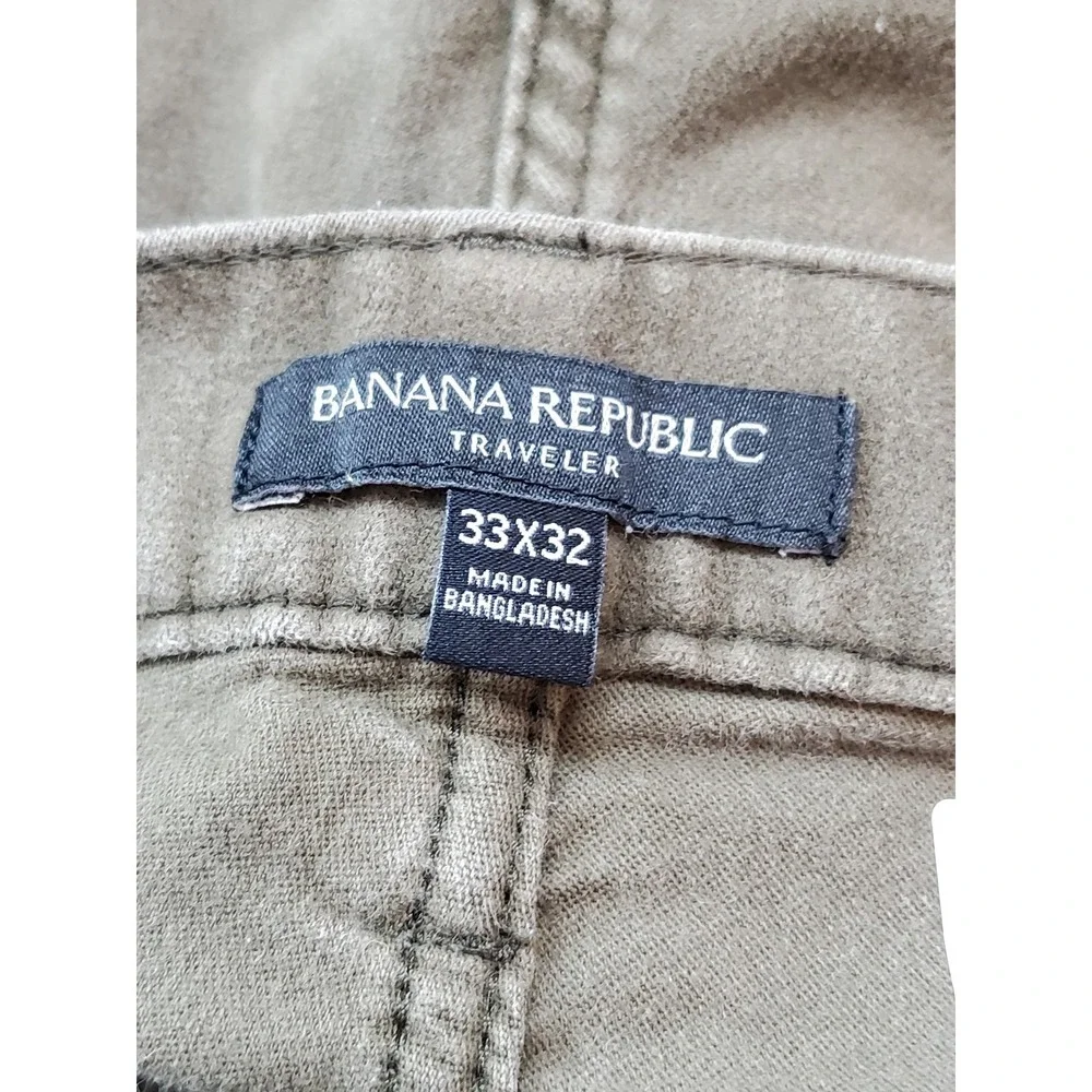 Banana Republic Men Pants 33X32 Olive Traveler Slim Brushed 29
